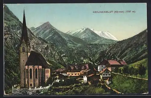 AK Heiligenblut /Kärnten, Ortsansicht mit dem Gebirge