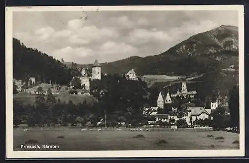 AK Friesach /Kärnten, Teilansicht mit Bergen