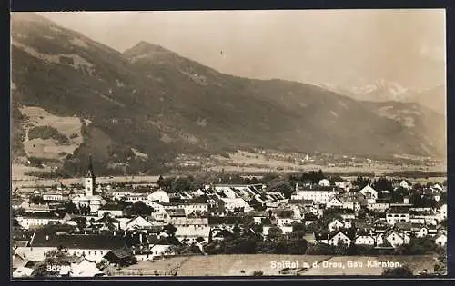 AK Spittal a. d. Drau, Ortsansicht mit Gebirge