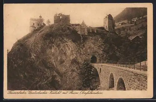 AK Obervellach, Gratschacher Viadukt mit Ruine Oberfalkenstein