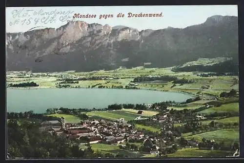 AK Mondsee, Salzkammergut, Teilansicht gegen die Drachenwand