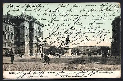 AK Wien, Schwarzenbergplatz mit Denkmal