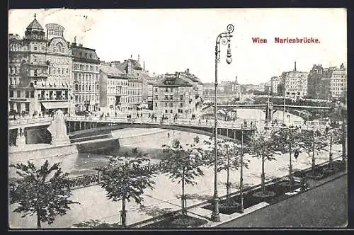 AK Wien, Marienbrücke aus der Vogelschau