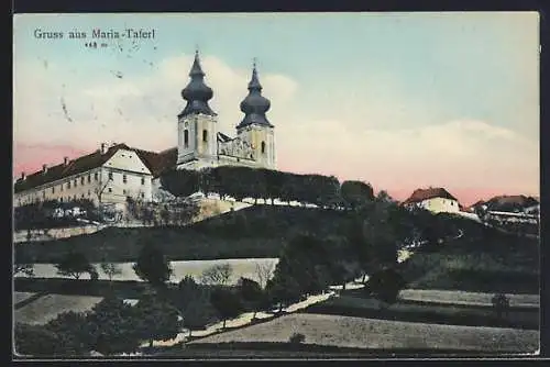 AK Maria-Taferl, Blick zur Wallfahrtskirche