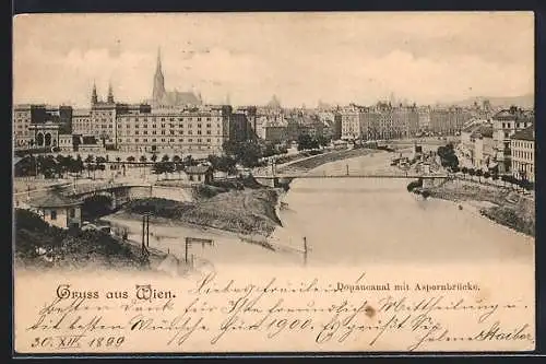 AK Wien, Donaucanal mit Aspernbrücke