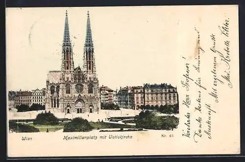 AK Wien, Maximilianplatz mit Votivkirche