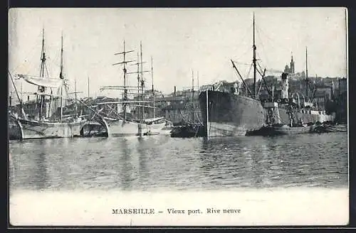 AK Marseille, Vieux port, Rive neuve, Hafen