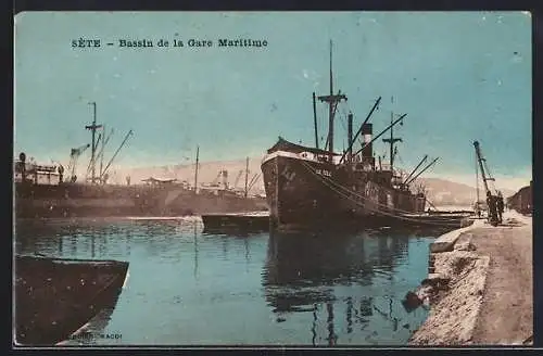 AK Sète, Bassin de la Gare Maritime, Hafen