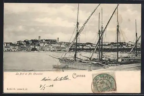 AK Cannes, Le Port et Mt. Chevalier, Hafen