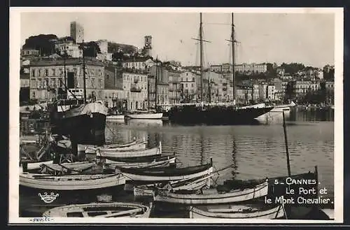 AK Cannes, Le Port et le Mont Chevalier, Hafen