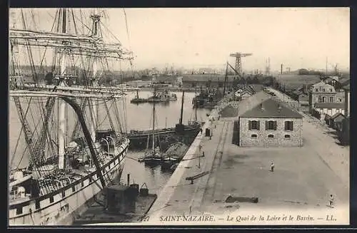 AK Saint-Nazaire, Le Quai de la Loire et le Bassin, Hafen