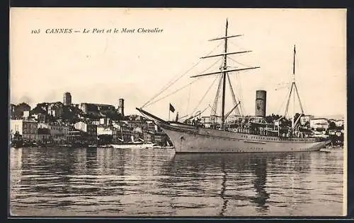 AK Cannes, Le Port et le Mont Chevalier, Hafen