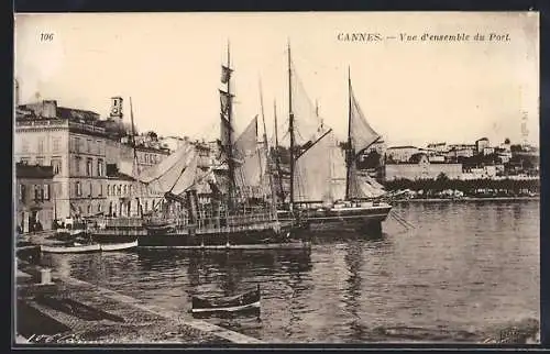 AK Cannes, Vue d`ensemble du Port, Hafen