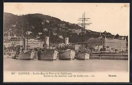 AK Cannes, Yachts dans le Port et la Californie, Hafen