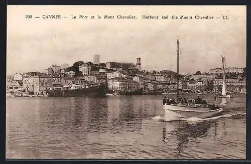 AK Cannes, Le Port et le Mont Chevalier, Hafen