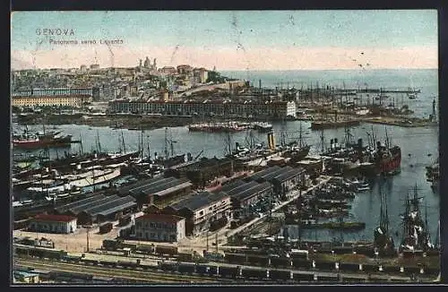 AK Genova, Panorama verso Levante, Schiffe im Hafen