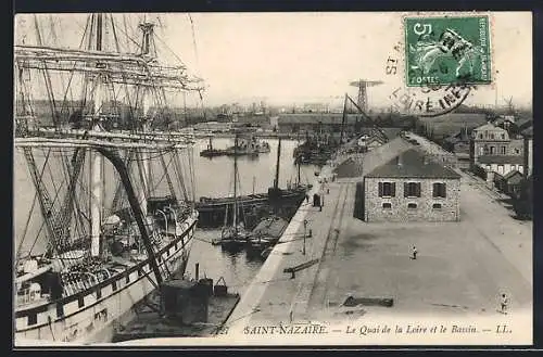 AK Saint-Nazaire, Le Quai de la Loire et le Bassin, Hafen