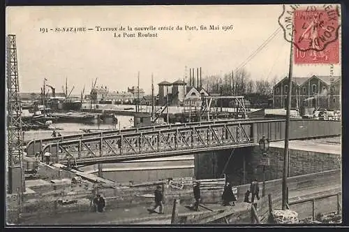 AK St-Nazaire, Travaux de la nouvelle entrèe du Port, Le Pont Roulant, Hafen