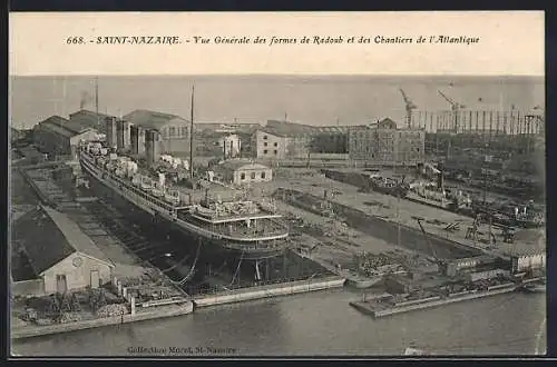 AK Saint-Nazaire, Vue Gènèrale des formes de Radoub et des Chantiers de l`Atlantique, Hafen