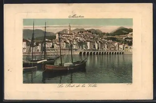 AK Menton, Le Port et la Ville, Hafen