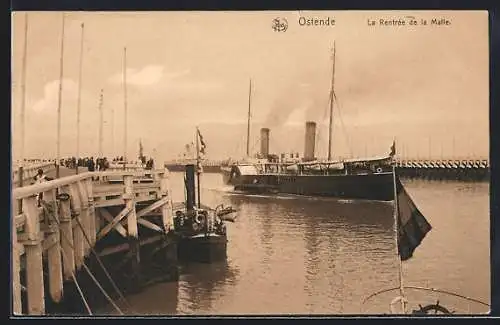 AK Ostende, La Rentrèe de la Malle, Hafen