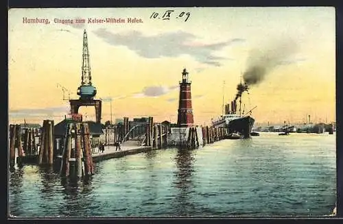 AK Hamburg, Eingang zum Kaiser-Wilhelm Hafen