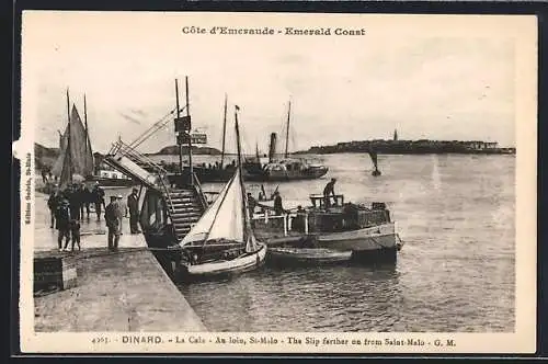 AK Dinard, La Cala-Au loin, St. Malo, Hafen