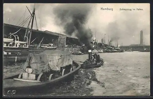 AK Hamburg, Schleppzug im Hafen