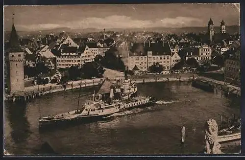 AK Lindau i. B., Ortsansicht mit Hafen aus der Vogelschau