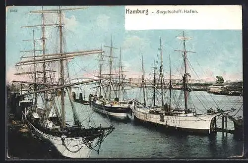 AK Hamburg, Segeschiff-Hafen aus der Vogelschau