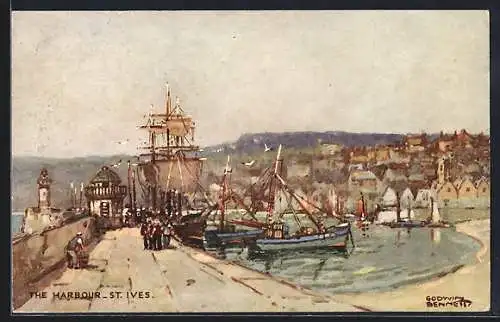 Künstler-AK St. Ives, The Habour, Hafen