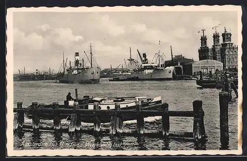 AK Amsterdam, Schiffe im Hafen