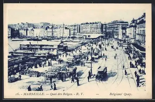 AK Marseille, Quai des Belges, Hafen aus der Vogelschau