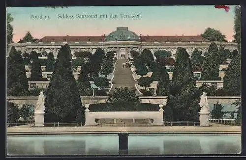 AK Potsdam, Schloss Sanssouci mit den Terrassen