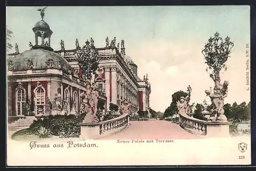 AK Potsdam, Neues Palais mit Terrasse