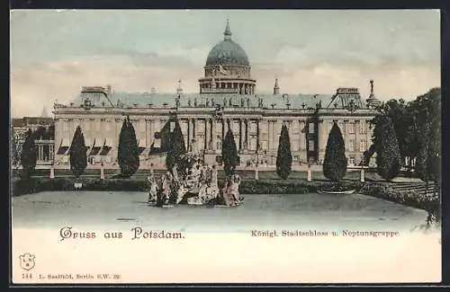 AK Potsdam, Königl. Stadtschloss u. Neptunsgruppe