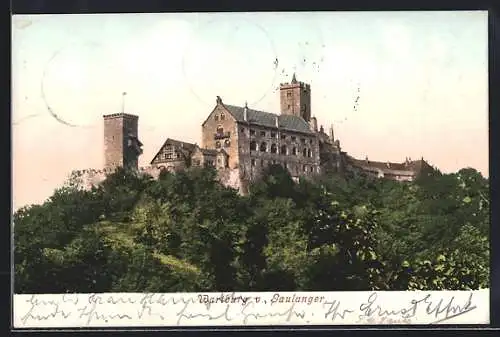 AK Eisenach, Wartburg vom Gaulanger aus gesehen