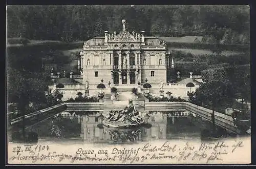 AK Ettal, Blick zum Schloss Linderhof