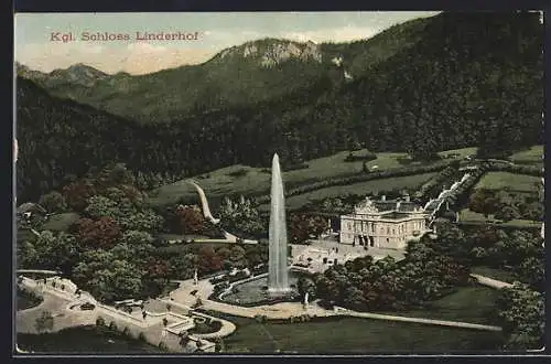 AK Ettal, Kgl. Schloss Linderhof mit Umgebung