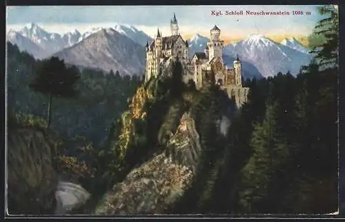 AK Königliches Schloss Neuschwanstein mit Bergen