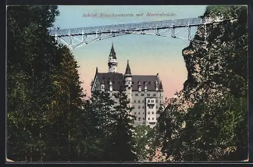 AK Neuschwanstein, Schloss mit Marienbrücke