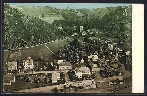 AK Oybin, Blick von Oybin nach dem Bahnhof