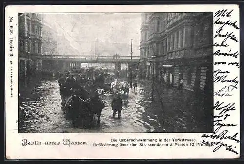 AK Berlin-Kreuzberg, Überschwemmung in der Yorckstrasse 1902