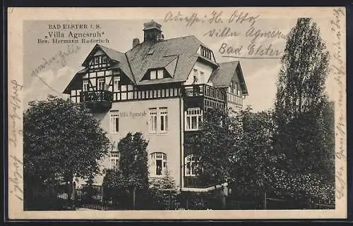 AK Bad Elster i. S., Hotel Villa Agnesruh von Hermann Ruderisch