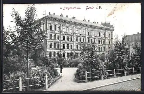 AK Greiz i. V., Bürgerschule mit Park