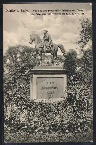 AK Dehlitz a. Saale, von hier aus beobachtete Friedrich der Grosse die Franzosen bei Rossbach 1557