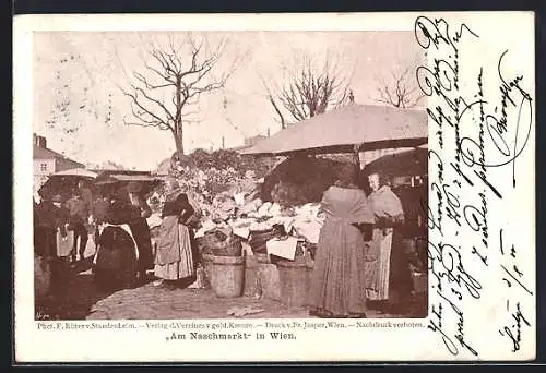 AK Wien, Am Naschmarkt, Menschen an Verkaufsständen