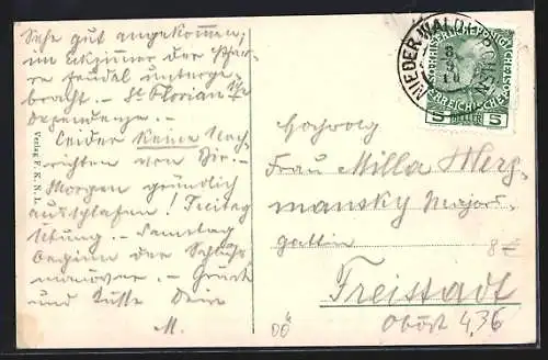 AK Niederwaldkirchen, Ortspartie mit Kirche