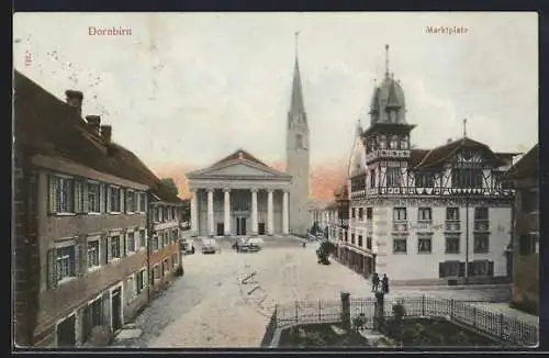 AK Dornbirn, Marktplatz mit Gasthaus von Johann Luger