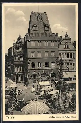 AK Trier, Marktbrunnen am Markttag, Apotheke